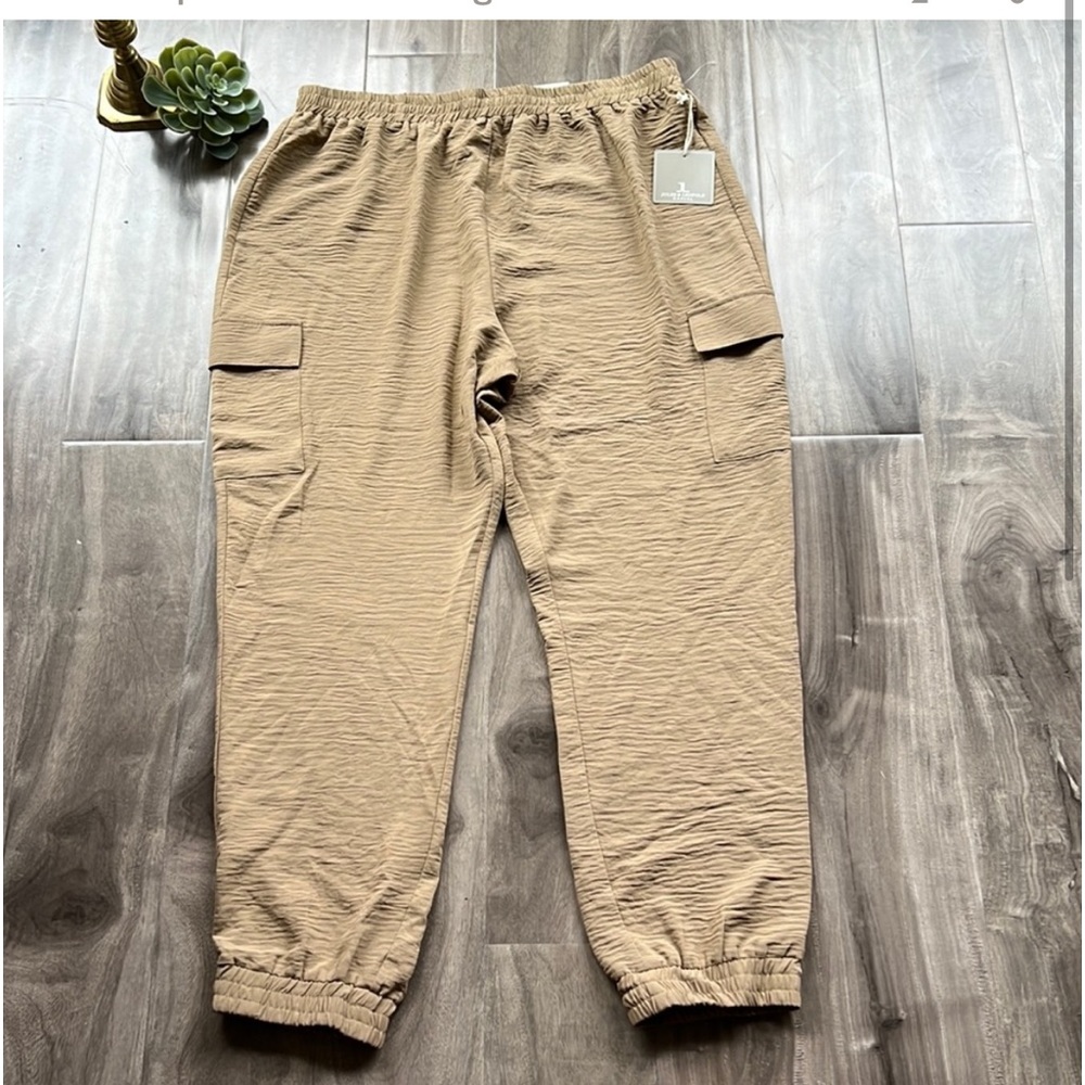 Jules & Leopold NWT neutral camel tan pull on crepe jogger cargo pant large